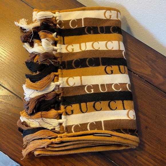 Gucci 634166 4GB22 SC Woodstripes Wool Scarf, 37cm X 180cm - Picture 7 of 16